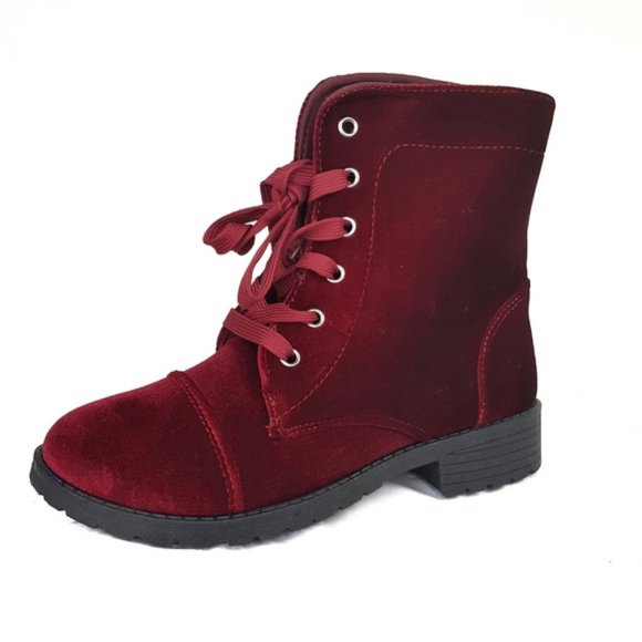 Yoki Shoes - NWT Burgundy Velvet Combat Boots